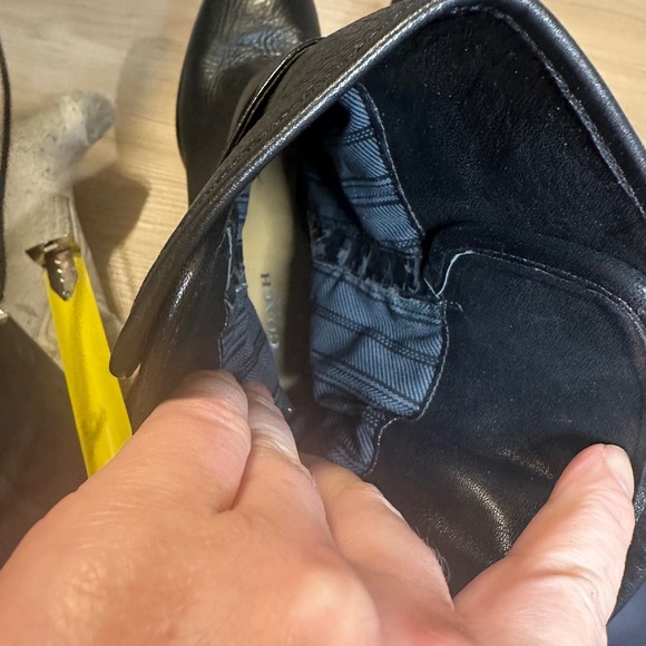 Coach Buckle Mid Calf Boots Black pebbled Leather Size 8B Alexandra Chunky Heel - Picture 11 of 12